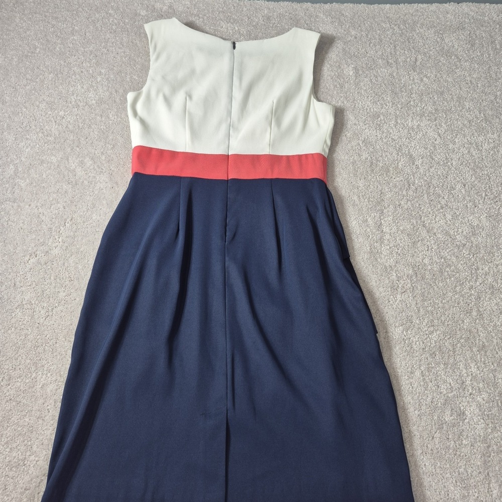 Dress Barn Sleeveless Dress Women Size 6 White Navy Blue Pink Prep Color Block - Picture 12 of 16